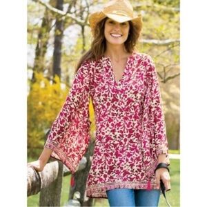 Soft Surroundings Pink and Cream Floral Tunic